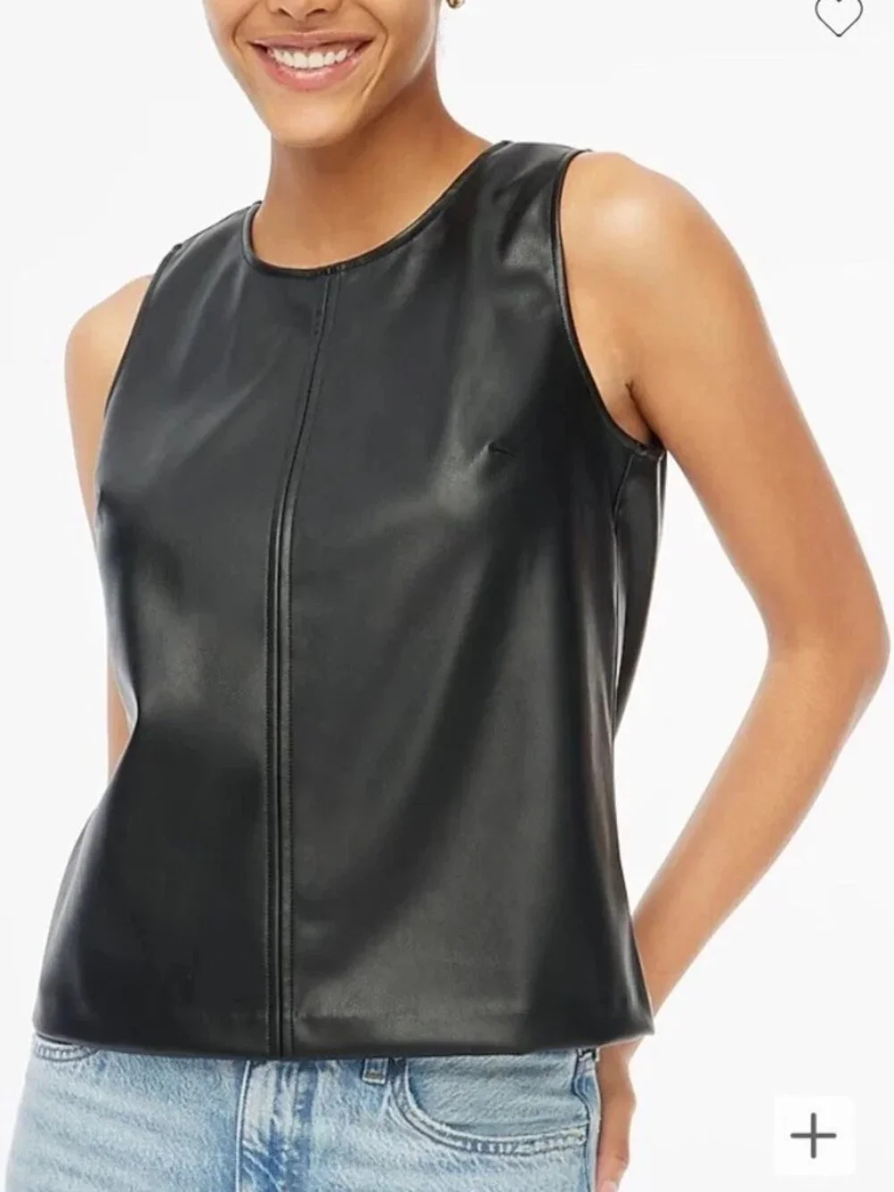 J. Crew Faux Leather Tank Top Size M, Fully Lined, Zip Back - Picture 1 of 7